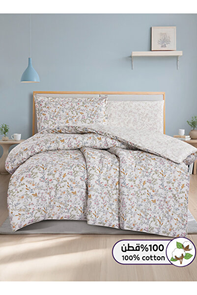 Melen طقم مفرش سرير صيفي مفرد ونص قطن 100% - 4 قطع – يناسب سرير بمقاس 200x120...