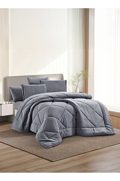 Melen طقم مفرش شتوي مخمل فرو مفرد ونص - 4 قطع – يناسب سرير بمقاس 200x120 - مي...