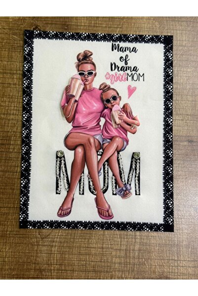Gönülden Tasarım 26x20 Cm 3 Boyutlu Boncuk İşleme Anne Kız Arma Dikiş Aplike