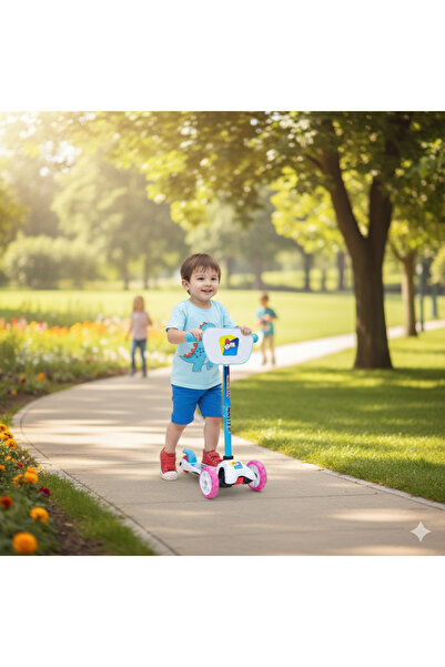 Scooter سكوتر أطفال ثلاثي العجلات - سكوتر دفع بمقبض قابل للتعديل وتصميم آمن و...