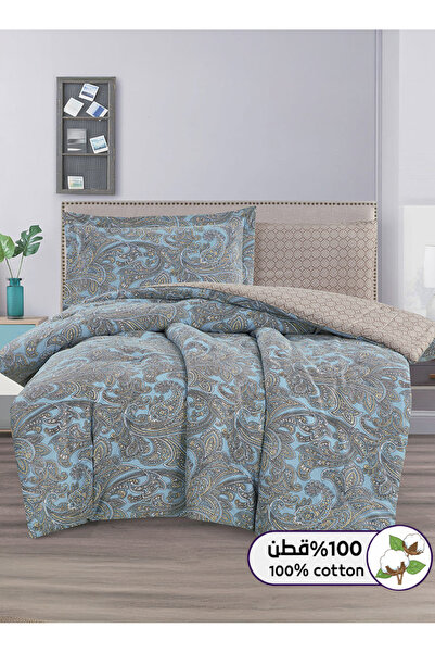 Melen طقم مفرش سرير صيفي مفرد ونص قطن 100% - 4 قطع – يناسب سرير بمقاس 200x120...