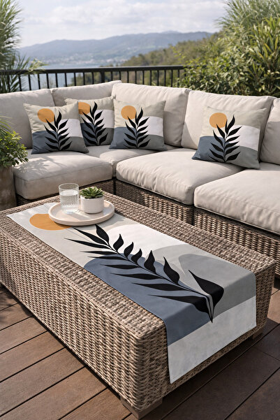 Vendini طقم قماش عالي الجودة، عداء بألوان نابضة بالحياة و4 أغطية وسائد