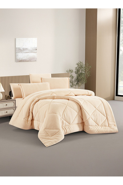 Melen طقم مفرش شتوي مخمل فرو مفرد ونص - 4 قطع – يناسب سرير بمقاس 200x120 - مي...