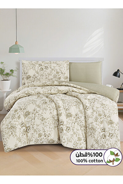 Melen طقم مفرش سرير صيفي مفرد ونص قطن 100% - 4 قطع – يناسب سرير بمقاس 200x120...