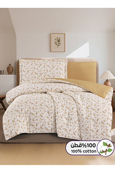 Melen طقم مفرش سرير صيفي مفرد ونص قطن 100% - 4 قطع – يناسب سرير بمقاس 200x120...