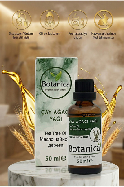 botanica %100 Saf Çay Ağacı Uçucu Yağı 50 ml - Sivilce Akne ve Siyah Nokta Ka...