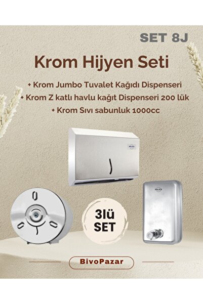 Palex 3 lü Jumbo Hijyen Seti KROM (Sıvı Sabunluk+Jumbo WC Dispenseri+ Z Katlı...
