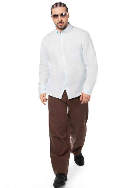 PIKI PIKI THE BROWN TENCEL WIDE MEN TROUSERS
