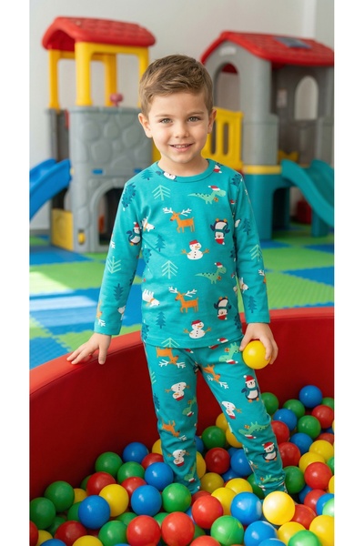 çamaşır bahçesi kendinize iyi bakın Uzun Kollu Desenli Çocuk Pijama Takım #ba...