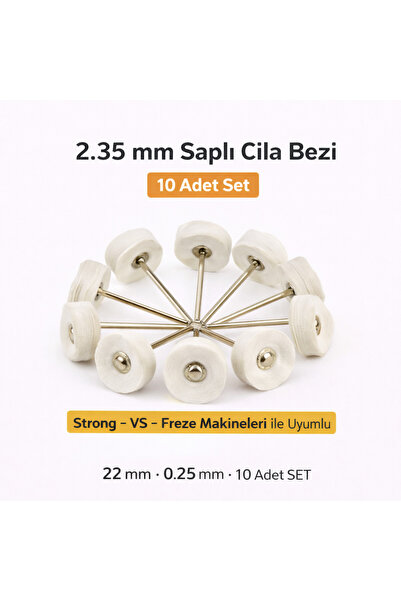 SENBANG 2.35 mm Saplı Keçe Cila Bezi Seti – 10 Adet | Dremel & Freze Uyumlu P...