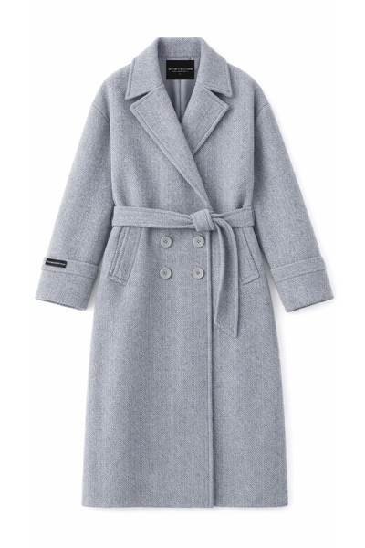 Perryes Guler pliat pentru femei, haină lungă supradimensionată cu mâneci pli...