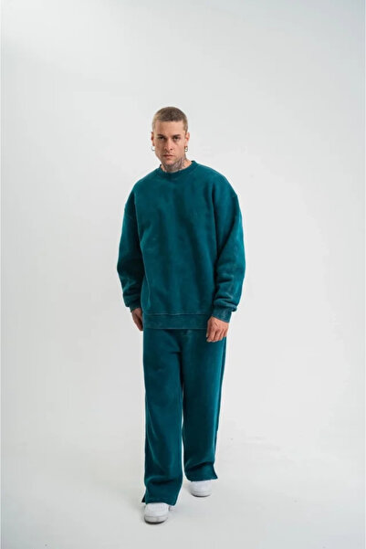 IVORA WEAR Mdb Unisex Long Sleeve Crew Neck Washable Tracksuit Set Dark Sea G...