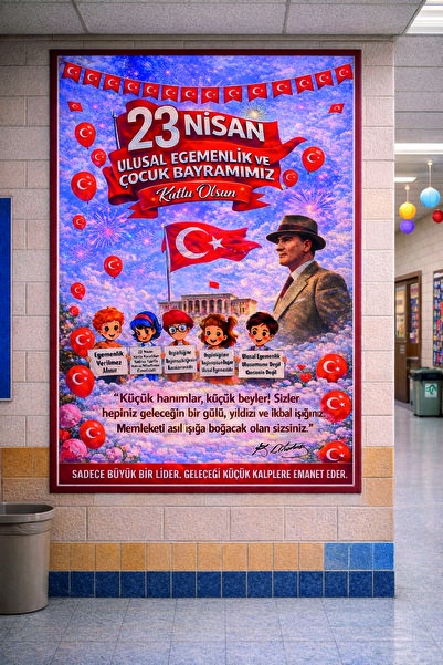 Göktuğ Hediyelik 23 Nisan Okul ve Kreşler İçin Farklı Tasarım 150X100CM