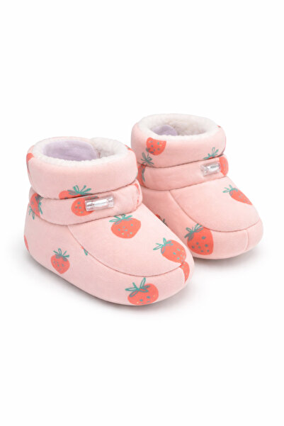 Superbaby Cizmulite roz pentru bebelusi pentru primii pasi, imblanite, cu imp...