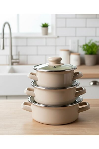 EmayeBurada Enamel Mini Cookware Set Enamel 6-Piece Storage Container Set