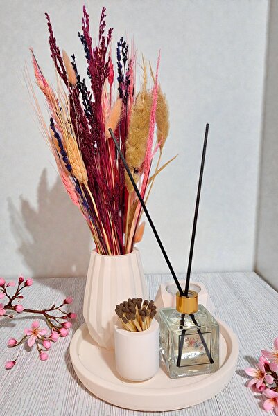MODERN VASE SET-TEALİGHT CANDLE HOLDER- KİBRİTLİK -ROOM FRAGRANCE-VASE (CANDLE AND ROOM FRAGRANCE STICK INCLUDED)