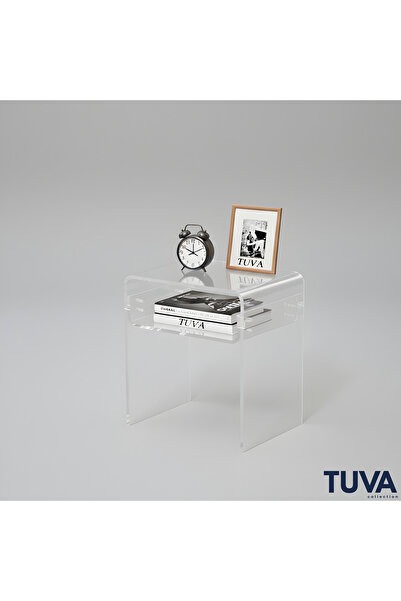 TUVA ORBITA - Raflı Pleksi Yan Sehpa Komodin | Minimal & Premium Akrilik Sehp...