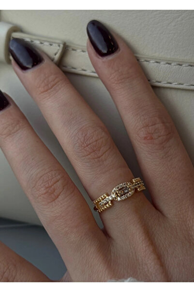 Vitastyle DİKDÖRTGEN SIRALI TAŞ DETAYLI AYARLANABİLİR YÜZÜK