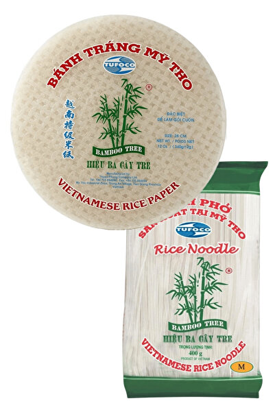 Tufoco Pirinç Yufkası Rice Paper 340 GR + Pirinç Çubukları Rice Noodle 3 MM 4...