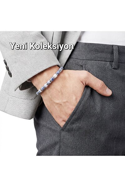 casera's accessories luxury design Men's Blue Aventurine & Hematite Natural S...