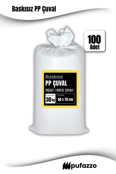 PUFAZZO Moloz Çuvalı 50 x 70 cm 50gr/m2 - İnşaat, Çöp, Buz, Pelet, Gübre ve T...