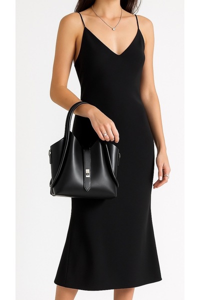 Generic Yavrulu El ve Çapraz Çanta Siyah