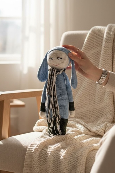 Ellayda Uyuyan Oyuncak Tavşan El İşi Amigurumi Oyuncak