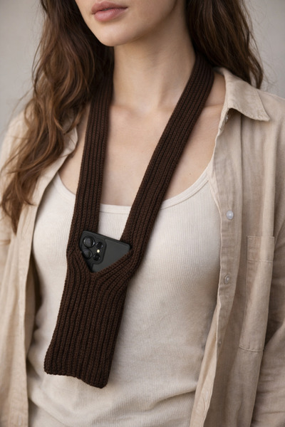 KM Hand Knitted Mini Bag with Shoulder Strap (Suitable for Carrying a Phone)