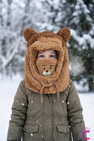 Cinderella Sevimli Ayıcıklı Yumuşak Peluş Bere Boyunluklu Şapka Atkı Bir Arad...