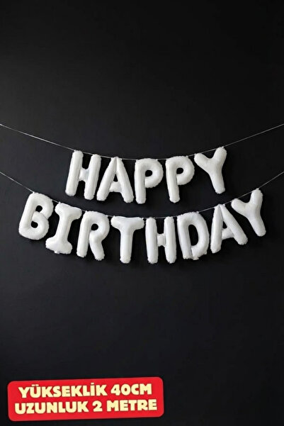 Baloncu Nene Beyaz Happy Bırthday Folyo Set Balon Doğum Günü Helyum Doğum Gün...