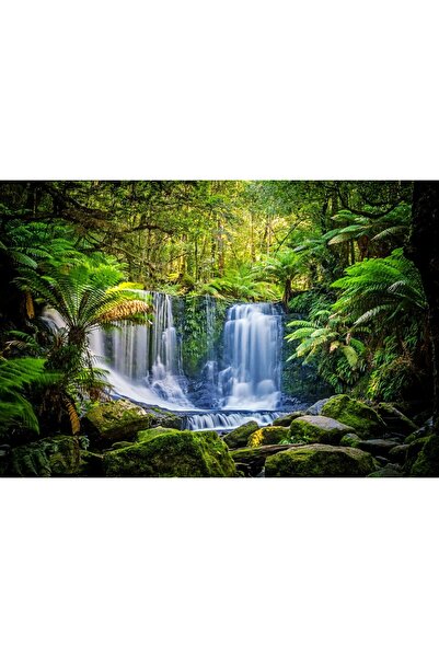 Zumzeria Tablou pe pânză Vegetație densă verde și o cascadă frumoasă, 80x50cm...