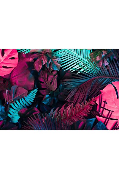 Zumzeria Картина върху платно Ярки, жизнени палмови листа, 80x50см, картина в...