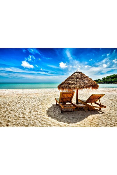 Zumzeria Canvas Painting Sunbathing On Paradise Beach, 80x50cm, canvaspaintin...