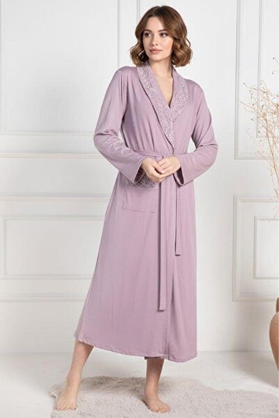 Mecit Pijama Mecit 6107 Gül Kurusu Kadın Büyük Beden Sabahlık