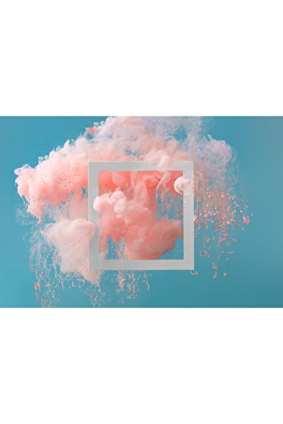 Zumzeria Tablou pânză culori pastel coral pe fundal albastru, 80x50cm, tablou...