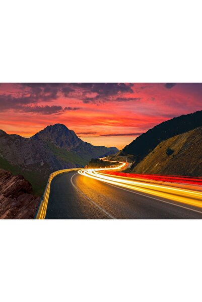 Zumzeria Картина на платно "Изглед към магистралата при залез", 80x50см, карт...