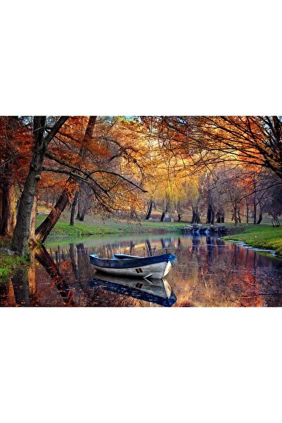 Zumzeria Pictură pe pânză Barcă Toamnă Lac, 80x50cm, canvas17,