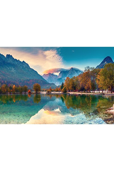 Zumzeria Tablou Canvas Lac cu Reflecții Frumoase ale Munților, 80x50cm, tablo...