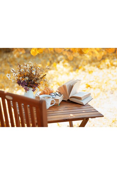 Zumzeria Canvas Painting Cozy Table In Autumn, 80x50cm, canvaspainting1084,