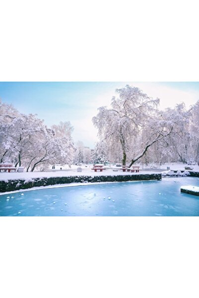 Zumzeria Pictură pe pânză Parc înghețat de iarnă, 80x50cm, pictură pe pânză 1...