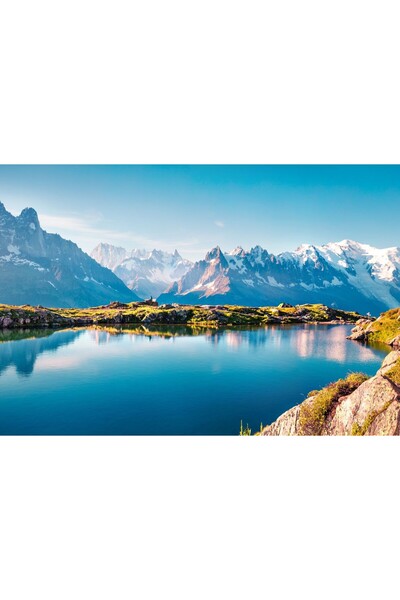 Zumzeria Картина на платно "Красиви планини - Отражение в езерото", 80x50 см,...