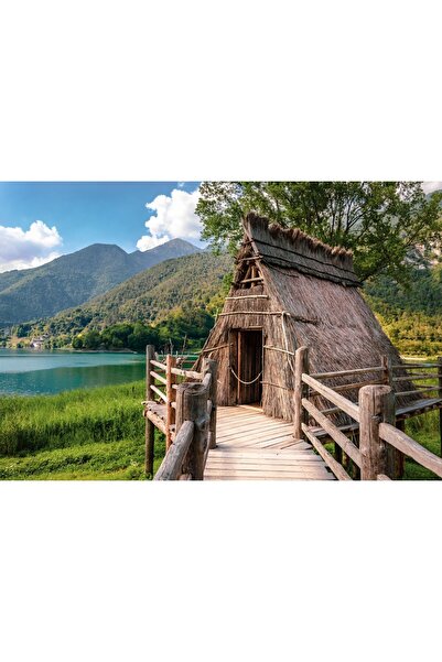 Zumzeria Pictură pe pânză Colibă ​​alpină din paie, 80x50cm, canvaspainting1161,