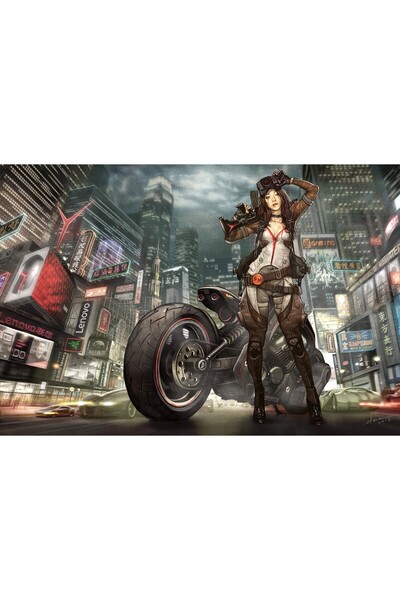 OEM Poster Biker Girl Illustration, 61x90cm, poster726, Zumzeria