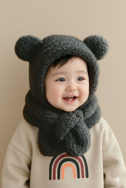 Bundeba Avis Çocuk Kapşonlu Peluş Bere Atkı Welsoft Boyunluk Rüzgar Geçirmez ...