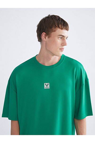 LC Waikiki Ανδρικό αθλητικό μπλουζάκι με στάμπα Green Crew Neck