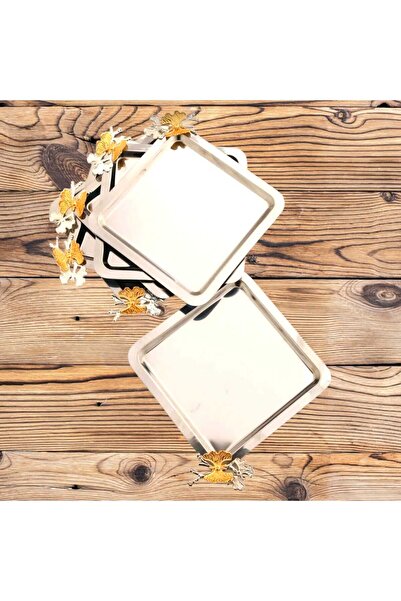 kumsal home züccaciye Lüx Sarı Kelebek Aksesuarlı Paslanmaz Çelik 6’lı Gümüş ...