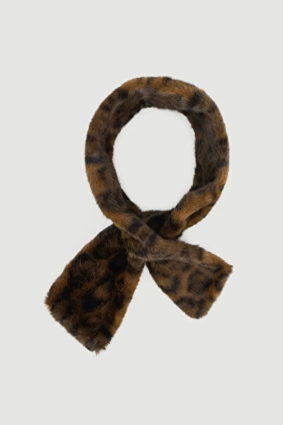 Gusto Γιακάς από ψεύτικη γούνα με σχέδιο λεοπάρ - Καφέ