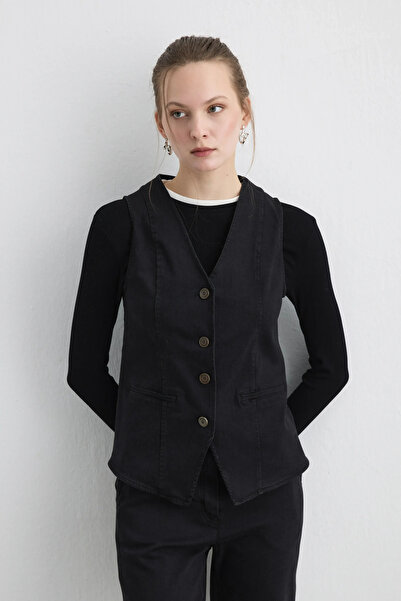 Gusto Τζιν Μαύρο Γιλέκο - Μαύρο