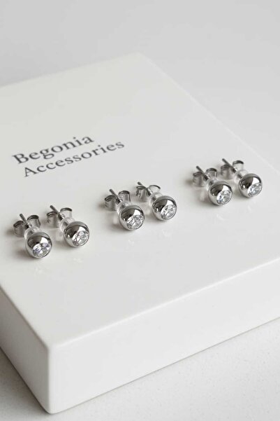 Begonia Accessories طقم أقراط مسمار من الفولاذ الفاخر، مضاد للحساسية، مقاوم ل...