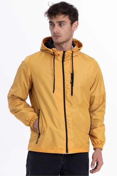 D1fference Erkek Astarlı Rüzgara Dayanıklı Kapüşonlu Cepli Yağmurluk
